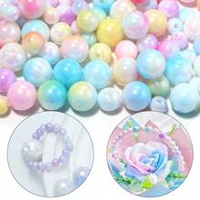 100-500pcs 6/8/10mm Acrylic Faux Pearl Plated Gradient Mermaid Beads For DIY Jewelry Making Accessories Decorative Beads - Gradient Colors - View 3