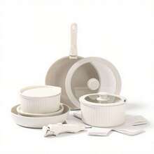 Set Peralatan Masak Anti Lengket 1/4 Buah dengan Gagang yang Dapat Dilepas, Termasuk Wajan, Wok, Alas Panci, dan Panci Susu, Cocok untuk Kompor Gas dan Kompor Induksi di Rumah, Dapat Ditumpuk dan Mudah Disimpan, Aman untuk Mesin Pencuci Piring/Oven - View 13