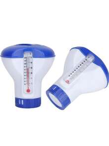 Swimming Pool Thermometer & Luxury Chemical Dispenser 2-In-1, Pool Cleaning Floating Ball Supports 1.5 Inch Tablets | Adjustable Control Ring, Pool Accessories Floating Thermometer Floating Water Temperature Gauge Pool Water Temperature Gauge Pool Thermometer - A - View 1