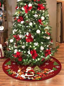1pc 60/90cm Christmas Tree Skirt, Christmas Tree, Santa Claus, Snowman Pattern Christmas Tree Base Mat, Simple Christmas Carpet, Christmas Party Decoration, Christmas Tree Decoration, Christmas Tree Foot Mat, Christmas Room Decoration, Christmas Home Decor, 2027 New Year Decoration, Decorative Item, 2026 Christmas Decoration, Christmas Gift, Party Gift - Multicolor - View 6