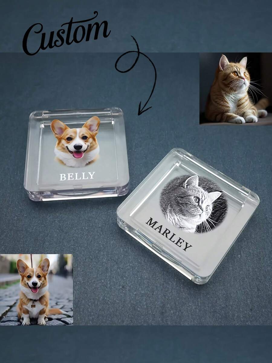 客製化寵物毛髮紀念品,個性化寵物毛髮照片盒,狗貓毛髮紀念盒,寵物愛好者客製化禮物 - 彩色 - 查看 1