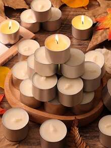 50-Pack Unscented Tea Light Candles | 4-Hour Burn Time, White, Smokeless & Dripless, Small Candles | Long-Lasting For Home, Weddings, Events, Emergencies | Bulk Pack Small Candles - Multi-colored Candles - View 2