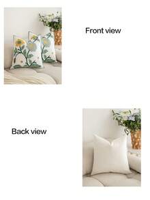 1pc Modern Pastoral Country Style Embroidered Pink Tulip Floral Soft Washable Machine Washable Decorative Pillow Case Suitable For Sofa Bedroom Living Room Home Decor - Retro Blue and Yellow Flowers - View 4