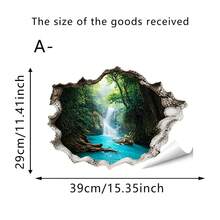1/2/3pcs Tropical Jungle Lake Landscape Wall Stickers, Reusable, Autumn Country Style, Bathroom Storage Organizer Rack, Vintage Bathroom Natural Home Decor - Multicolor - View 14