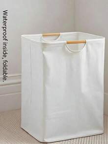 1pc Linen Fabric Laundry Basket, Foldable, Convenient Fabric Laundry Basket, Home Bedroom/Bathroom Laundry Basket, Foldable Doll/Storage Basket, Large Capacity - Beige - View 4