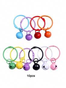 10/20 piezas anillos de llavero de campana de aleación de zinc esmaltada de colores, estilo Ins, anillos de llavero divididos, accesorios para hacer colgantes de manualidades con cuentas Perler, dijes para bolsos - Llavero con forma de campana pintada - Ver 9