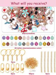 DIY Flower Alphabet Keychain Making Kit, Enamel Letter & Floral Charms Jewelry Craft Set With Tools For Custom Bag Pendant - Keychain Kit - View 8