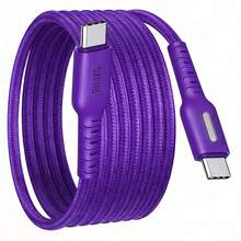 240W Type-C 快充編織 USB 轉 USB-C 數據線，相容 及其他智慧型手機、平板電腦、筆記型電腦 USB-C 充電線 - 紫色 - 查看 6
