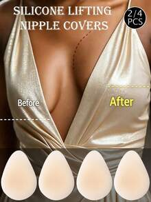 1/2 Pairs Women's Silicone Breast Pads: Ultra-Thin Solid Silicone Lifting Pads, Invisible And Seamless, Enhancing Sexy Curves - Multicolor - View 1