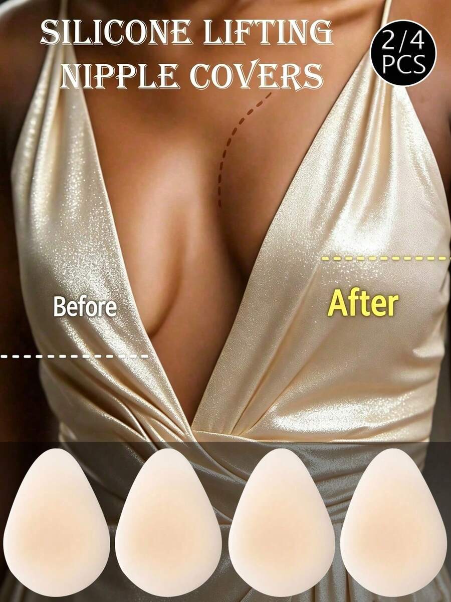 1/2 Pairs Women's Silicone Breast Pads: Ultra-Thin Solid Silicone Lifting Pads, Invisible And Seamless, Enhancing Sexy Curves - Multicolor - View 1