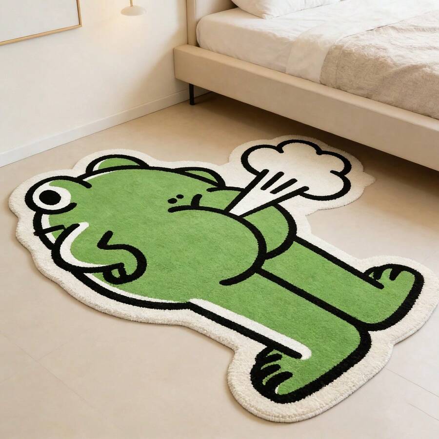 1pc Angry Water-Spraying Frog Shaped Carpet, Cute Bedside Rug, Non-Slip ...