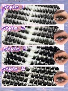 384pcs DCurl Single Cluster False Eyelashes, High Density Eyelash Book, Suitable For Beginners, Soft And Fluffy, Create Natural Makeup Look, Home DIY Segmented False Eyelashes, Long-Lasting And Dense, Convenient And Portable, Back To School Essential - D - View 3