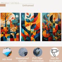 Three Vibrant Geometric Floral Abstract Canvas Art Pieces - Optional Frames, Spray Paint, Horizontal Wall Decorations Suitable For Living Rooms, Bedrooms, And Offices - Colorful Medieval Design, Office Art | Medieval Modern Decor - Multicolor - View 15