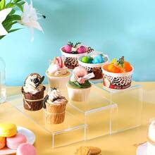 3/6pcs Clear Plastic Display Risers, Cupcakes Sweet Display Holder Stand, Elegant Dessert Riser Display Stands For Party, Afternoon Tea Snack Serving Trays. Table Decoration For Holiday, Wedding, Birthday, Party And Events - Clear - View 2