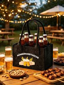 1pc Oktoberfest Beverage Tote Bag With Compartments, Party Gift And Drink Storage Bag, Suitable For Oktoberfest, Birthday Party, Wedding, Back To School, Theme Party, Anniversary And Vintage Theme Party - Multicolor - View 4