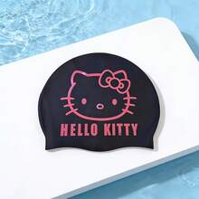 1件裝 Sanrio Cat 黑色矽膠泳帽 女款 防水 舒適 不緊繃 護耳 成人用 - A - 查看 3