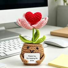 1pc Pink Heart Woven Flower Companion, Designed To Light Up Your Day. Pleasant Appearance And Inspiring Message Card Are Perfect Gifts For Your Lover. - Multicolor - View 5