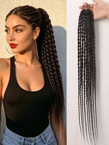 1pc 24 Inch Twisted Ponytail Wig, Heat Resistant Synthetic Hair - Multicolor - View 17
