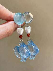 Summer Clear Casual Versatile Ocean Style Playful Creative Design Lively Fish Earrings - Multicolor - View 6