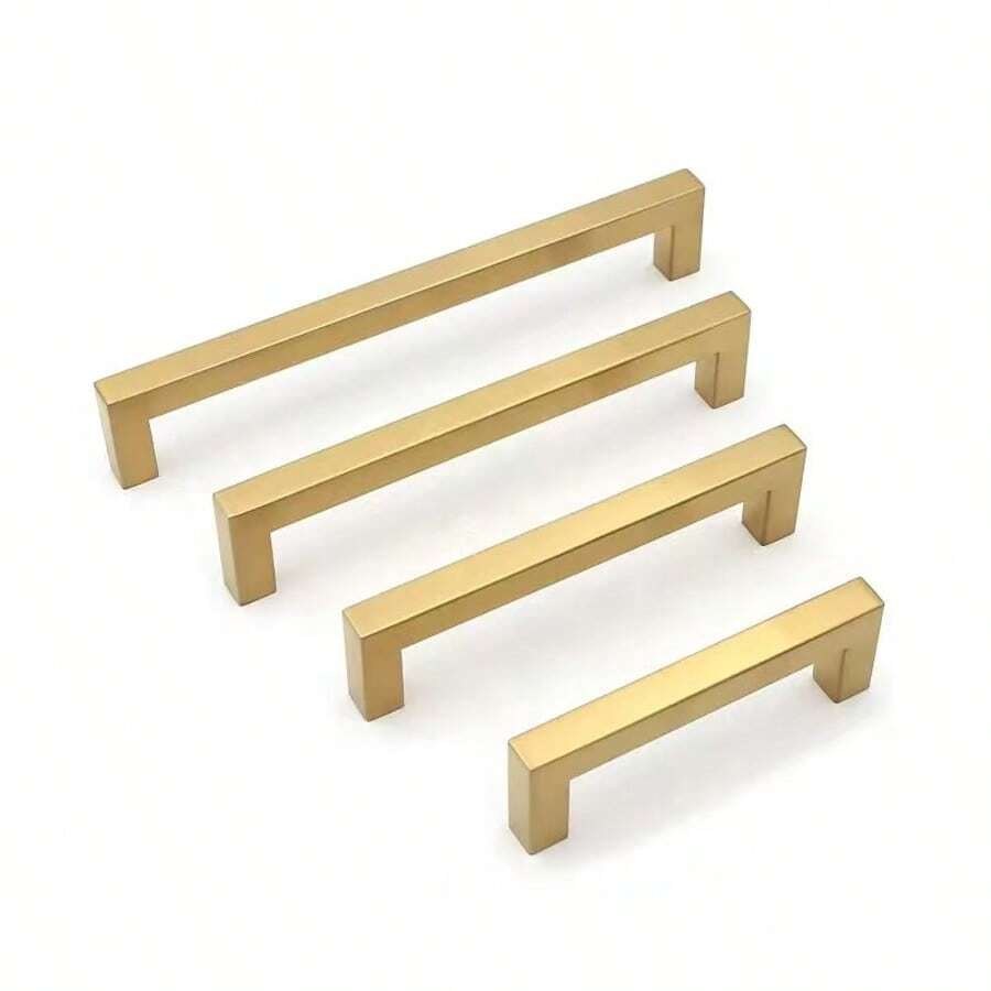 VingeGa 6pcs Square Silver Black Cabinet Door Handles, Kitchen Cabinet Drawer Wardrobe Furniture Shoe Cabinet Aluminum Alloy Handles, Black Cabinet Handles, Square Furniture Hardware Stainless Steel Kitchen Handles, Door Handles Cabinet Wardrobe Drawer Pulls, Cabinet Pulls Stainless Steel Kitchen Cabinet Handles, Square Vanity Handles Drawer Pulls - Double Hole - View 1