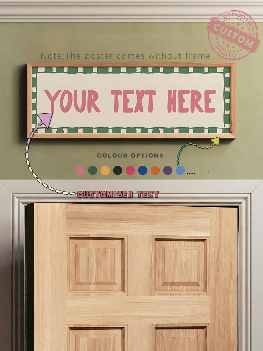 1pc Custom Text Hallway Customized Wall Art, Personalized Panoramic Custom Poster, Posters For Room, Customizable Things, Customize Your Text And Colors, Home Decor, Room Decor Aesthetic, A Gift For A Friend, Family, Optional Frame. - Multicolor - View 1