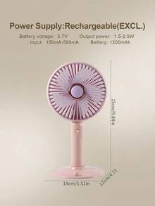1件可充電便攜式3段調速大尺寸桌面風扇,附底座,迷你USB供電風扇 - 彩色 - 查看 10