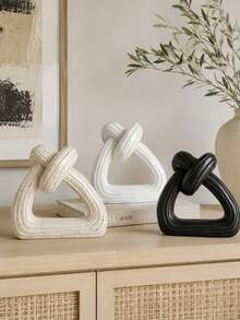 1pc Black And White Beige Cord Knot Decorative Piece, Modern And Simple Style, Triangular Hollow Knot Decorative Piece, Suitable For Home Desktop, Living Room, Entrance Hall, Study, TV Cabinet Decoration - 1PC - View 1