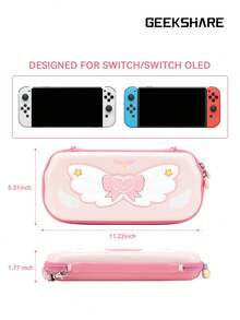 GeekShare Cute Star Wing Storage Bag Compatible With Switch 2017/Switch OLED, Suitable For Switch Console And Game Accessories - Pink - View 3