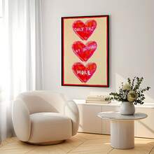 1pc "ONLY THIS AND NOTHING MORE" Red Heart Canvas Print, Aesthetic Wall Art, Frameless Dopamine Decoration For Bedroom,Living Room Decor - A - View 6