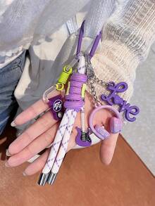 Fashionable Cool Summer Bag Charm, Suitable For Music Lovers, Includes Guitar, Headphone, Heart Pendant; Keychain, Bag Accessory, Back To School Season Gift Charm - Multicolor - View 4