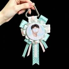1pc Badge Decorated Flower Brooch Pin Keychain, Bag Charm Pendant, Ita Bag Decoration Accessory, Ribbon Lace Badge Display Accessory, Idol Decoration, Gift Accessory, Handmade Bow, Collectible Ribbon Fabric, Support Memorial Theme Festival Decoration Pendant - A - View 8