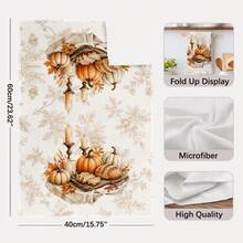 2PCS Kitchen Towels Autumn Vintage Bread Pumpkin Acorn Print 40*60cm Rectangular Microfiber Kitchen Towels, Dish Cloths, Tablecloths, Hand Towels, Kitchen Decor, Home Decor, Housewarming Gifts For Neighbors, Perfect For Kitchen And Bathroom Use, Suitable For Housewives And Family Gatherings, High Cost-Performance, Household Essential - Multicolor - View 3