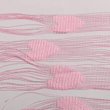 1pc Romantic Pink Heart Curtain Panel, Polyester Blackout Window Drapes With Heart String Design, Privacy Light Blocking Curtain For Bedroom, Living Room & Home Decoration - Pink - View 4