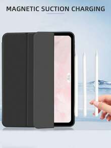 1件黑色保護殼附筆槽，啞光TPU軟殼，適用於iPad Mini 4/5/6/Mini 7/9.7/10.2/10.5/Air 4/Air 5/10th/10.9/Pro 11"/Air 11(M2)/Air 13(M2)/Pro 11(M4)/Pro 11(M4) 2024 12.9"/ Air 13(M3 2025)/ Air 11-Inch(M3) 2025/(A16) 11 Inch 11th Generation 2025，三折可調支架，親膚布料，蜂巢散熱內殼，內建筆槽，不含筆，左側筆槽無法直接充電 - 黑色 - 查看 5