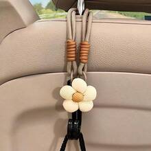 1PC Cute Flower Car Seat Headrest Hook Universal Back Seat Organizer Bag Holder Heavy Duty Car Interior Accessory Beige/Khak - Double Hook Multi-functional Car Seat Back Hook - View 5