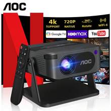 AOC Android 智慧投影機，雙頻 WiFi 2.4G/5G，原生 720P 迷你投影機，支援 4K 解碼，4 點梯形校正，可攜式家用劇院投影機，適用電影、遊戲、戶外露營 - 查看 3