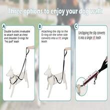 1Set Two Point Control Dog Leash, Reflective Padded No Pull Training Lead, Convertible Single Dog Walking Leash For Medium Large Dogs, Compatible With No Pull Harne - Multicolor - View 7