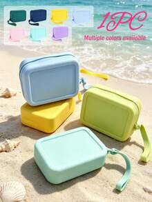 1pc Silicone Storage Bag, Portable Handheld Mini Cosmetic Coin Purse, Waterproof Zipper Storage Pouch, Suitable For Beach, Travel, Outdoor And Daily Use - Multicolor - View 3