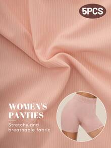MIOTAN 5pcs Women's Mid Waist Boxer Briefs, Elastic & Soft, Breathable, Seamless & Elegant Full Coverage, Anti-Lighting, Anti-Roll Edge - Multicolor - View 6
