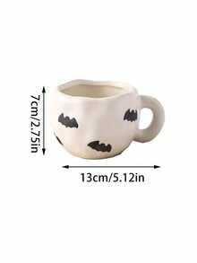 1pc Halloween Ceramic Mug, Pattern Includes Bats, Spiders, Little Ghosts And Pumpkins, Asymmetrical Rim Spooky Coffee Cup, Suitable For Halloween Parties And Gatherings, Cold And Hot Drinks Compatible, Applicable For Office And Bedroom, Great Gift - Multicolor - View 11
