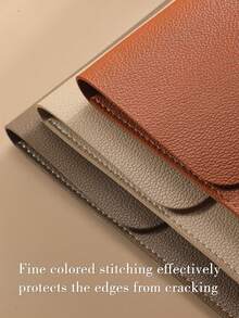 1Pc Thick 2mm Double-Sided PVC Litchi Grain Leather File Bag, Waterproof Scratch Resistant A4 Document Folder, Large Capacity Holds 14 Inch Laptop Minimalist Envelope Portfolio, Office Business Travel Document Storage Pouch - Close the Buckle - View 6