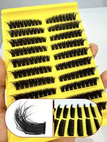 10排180簇大容量80D密集單簇假睫毛，輕盈水感質感，D捲度3D風格，易於使用，初學者也能打造深邃大眼，百搭日常風格 - 查看 5
