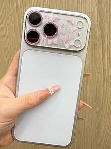 Fashionable Cute Cartoon Graffiti Heart Bow Sticker Transparent Camera Lens Protector Film, Compatible With IPhone 17 Pro Max 17 Pro 17 16 15 14 13 Pro Max - Pink Bow - View 5