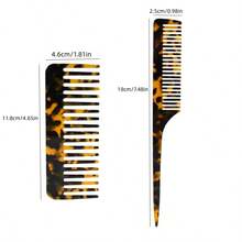 2 pièces Ensemble de peignes en acétate, peigne à dents larges pour démêler et peigne à séparer, outil de coiffage, peigne de poche portable, accessoire de mode, accessoire pour cheveux de femme, outil pour cheveux, voyage, décontracté - Multicolore - Voir 3
