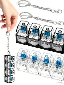 4-In-1 Tactile Mechanical Keychain, Transparent Acrylic Shell, Soft Pressure-Resistant , Suitable For Teens And Adults, Birthday Gift, Teacher Appreciation Gift, Back To School Gift - Multicolor - View 2