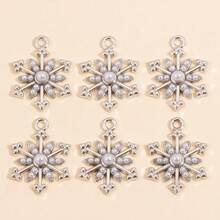 10Pcs Snowflake Series Pearl & Rhinestone Alloy Snowflake Pendants, Suitable For DIY Jewelry Making, Necklace Bracelet Earring Accessories, Christmas Holiday Decoration Gifts - Multicolor - View 21
