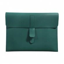 1Pc Thick 2mm Double-Sided PVC Litchi Grain Leather File Bag, Waterproof Scratch Resistant A4 Document Folder, Large Capacity Holds 14 Inch Laptop Minimalist Envelope Portfolio, Office Business Travel Document Storage Pouch - Close the Buckle - View 15