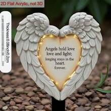 1pc 2D Flat Angel Wings Heart Garden Stake - Pointed Bottom Acrylic Outdoor Decor With Angel Wings And Heart Ornament, Suitable For Potted Plants, Farmhouse Style Vintage Landscape Accent, Easy Installation, Fit For Garden And Patio, 2D Flat Design - B - View 4