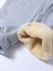 Celana Panjang Wanita Warna Polos dengan Tali Serut dan Lapisan Termal, Celana Panjang Tebal dan Nyaman dengan Lipatan di Bagian Bawah, Cocok untuk Aktivitas Luar Ruangan Musim Gugur/Musim Dingin dan Pakaian Sehari-hari - Light Grey - View 7