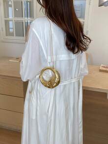 2026 European & American New High-End Exquisite Moon-Shaped Handbag For Women, Niche Creative Design Shoulder Crossbody Bag - Gold - View 9